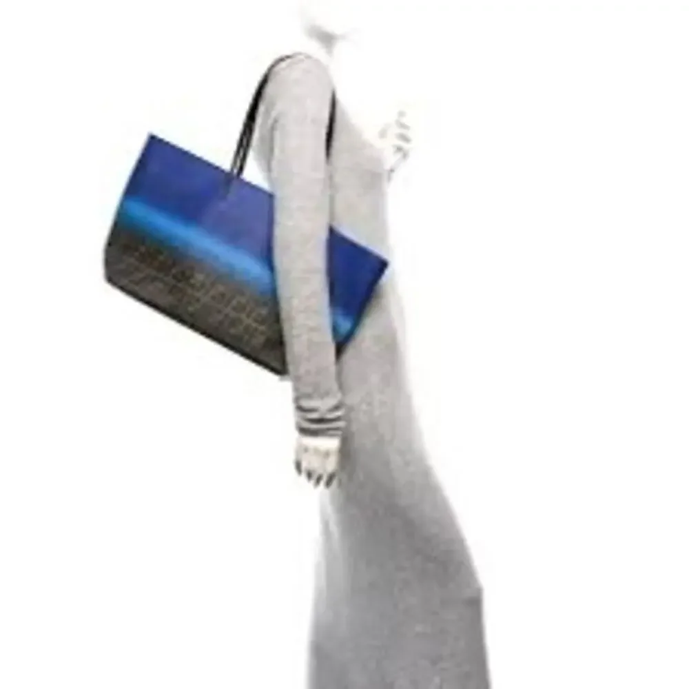 Fendi Ombre Zucca Spalmati Medium Roll Tote Tobacco Turquoise EUC - Picture 2 of 11